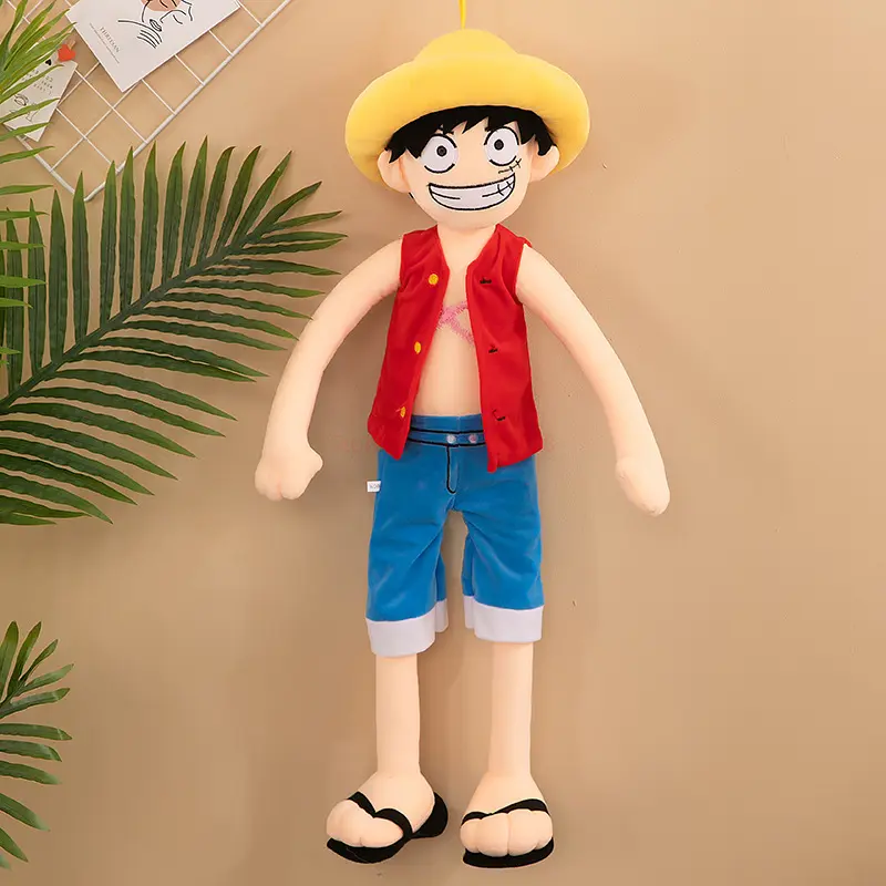 Large Size One Piece Luffy Plush Suffed Toy Doll  Friend Soft Cotton Luffy Anime Model Hold Pillow Sleeping Kids Birthday Gift