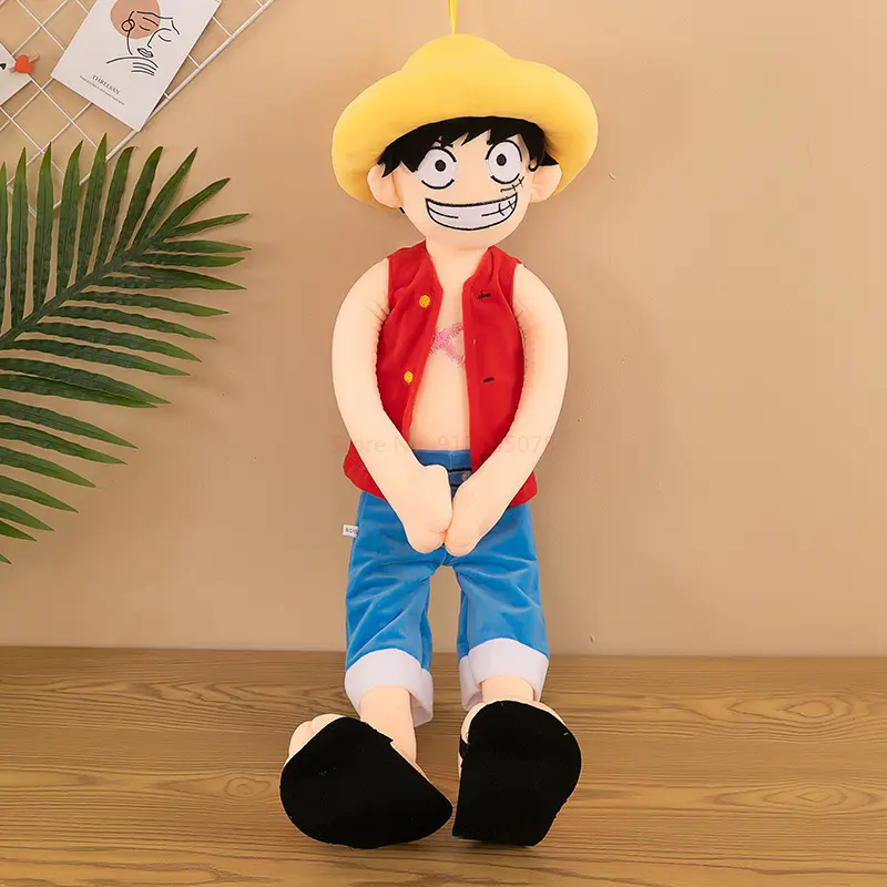 Large Size One Piece Luffy Plush Suffed Toy Doll  Friend Soft Cotton Luffy Anime Model Hold Pillow Sleeping Kids Birthday Gift