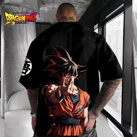 Dragon Ball Print Short Sleeve Tee Graphic T Shirts Man Summer Y2k Clothes Cotton Casual Oversized Streetwear Tops Anime Cosplay