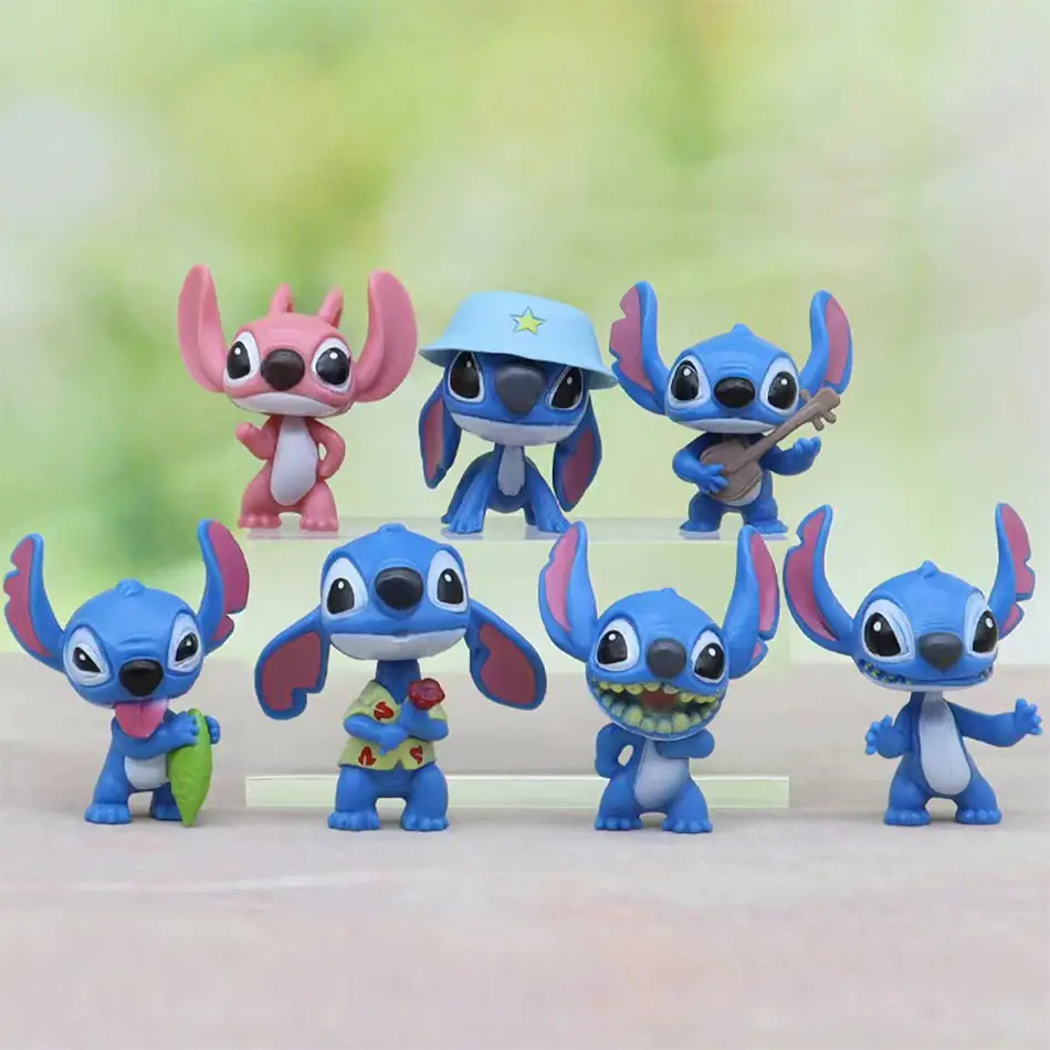 10pcs Miniso Stitch Doll Cartoon Toys Ornaments Micro Landscape Cake / desktopDecoration Model Pvc Figure Kid festival Gift