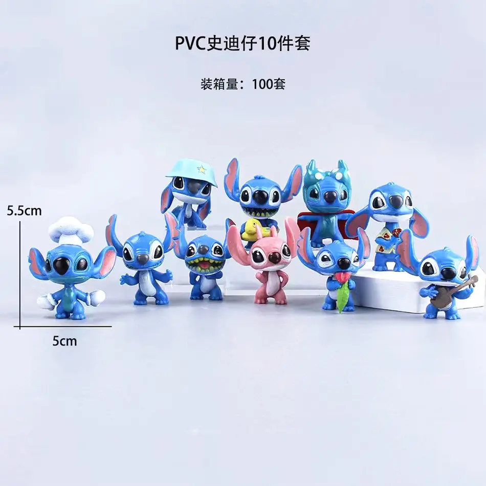 10pcs Miniso Stitch Doll Cartoon Toys Ornaments Micro Landscape Cake / desktopDecoration Model Pvc Figure Kid festival Gift