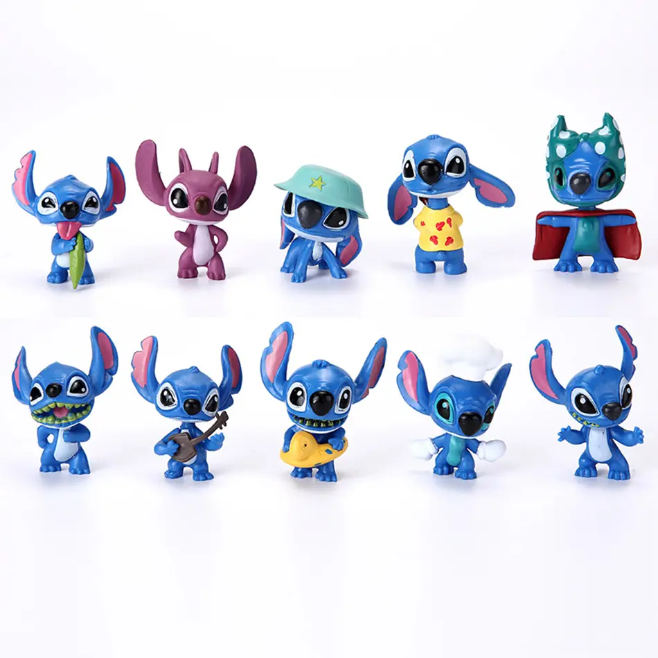 10pcs Miniso Stitch Doll Cartoon Toys Ornaments Micro Landscape Cake / desktopDecoration Model Pvc Figure Kid festival Gift