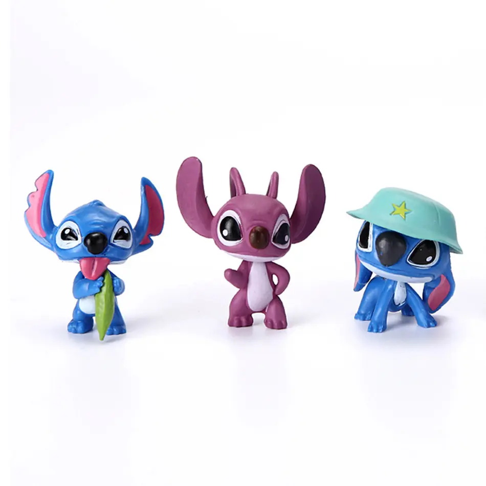 10pcs Miniso Stitch Doll Cartoon Toys Ornaments Micro Landscape Cake / desktopDecoration Model Pvc Figure Kid festival Gift