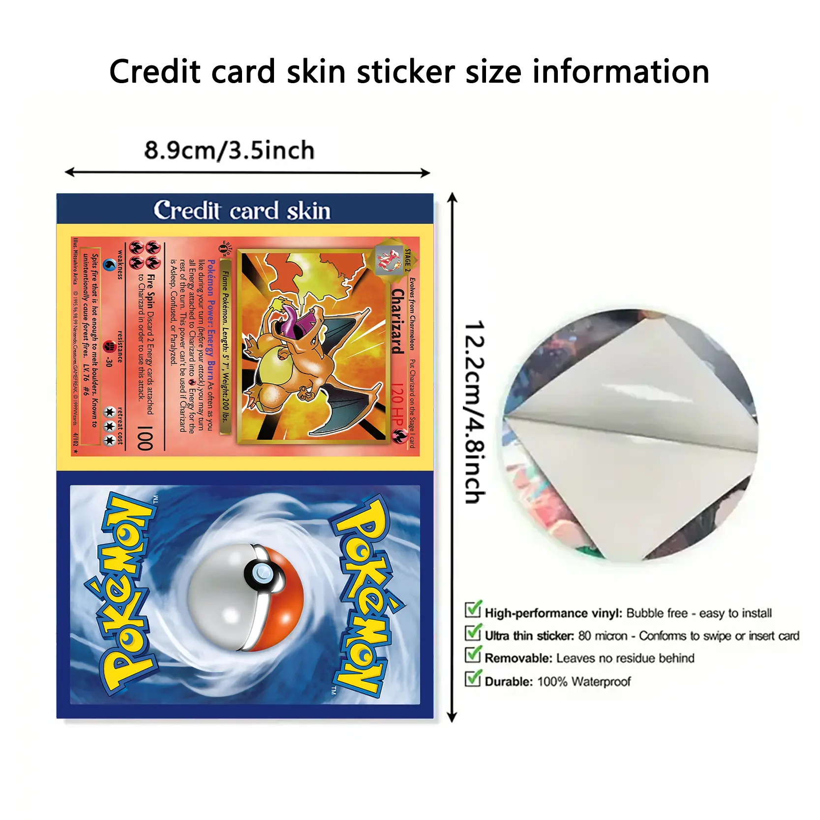 Gengar Series Credit Card Skin Sticker PTCG Stickers No Adhesive Residue for VISA Credit Card Debit Women Beautify Decoration