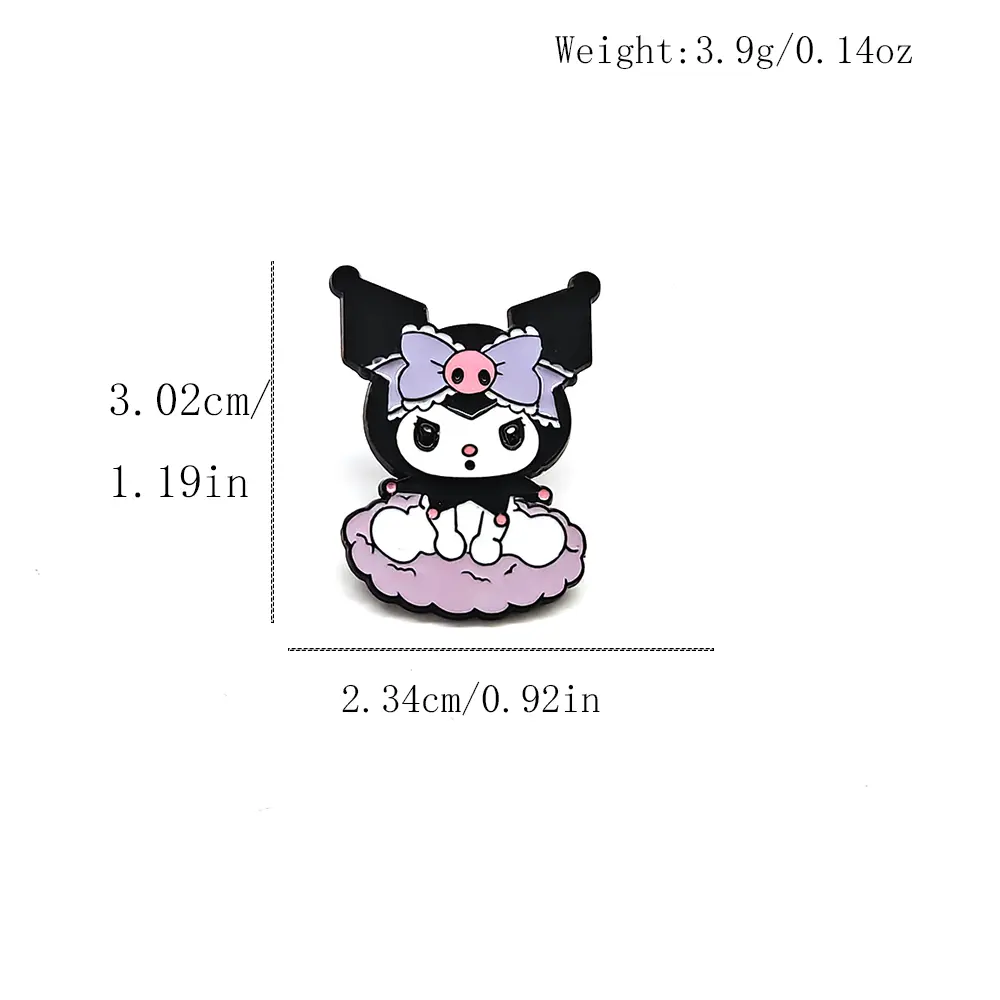 1pcs/5pcs Cartoon Sanrio Brooch Creative Kuromi Enamel Pin Metal Lapel Badge Jewelry Backpack Clothing Accessories Festive Gifts