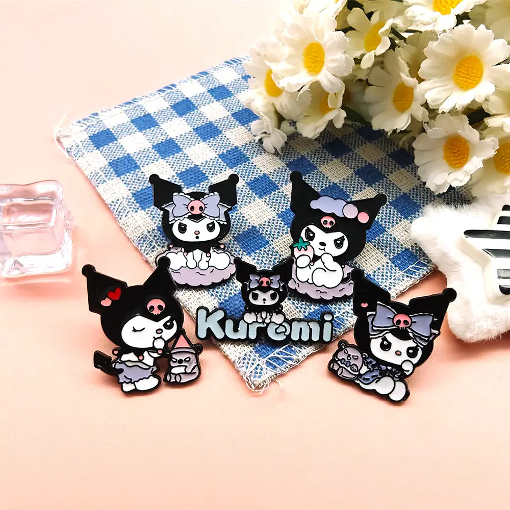 1pcs/5pcs Cartoon Sanrio Brooch Creative Kuromi Enamel Pin Metal Lapel Badge Jewelry Backpack Clothing Accessories Festive Gifts