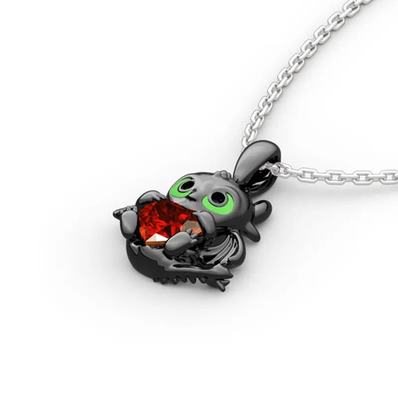 Toothless Series Necklace Hot Movies Night Fury Glass Gem Pendant Chain Women Jewelry Accessories Souvenir Birthday Gift