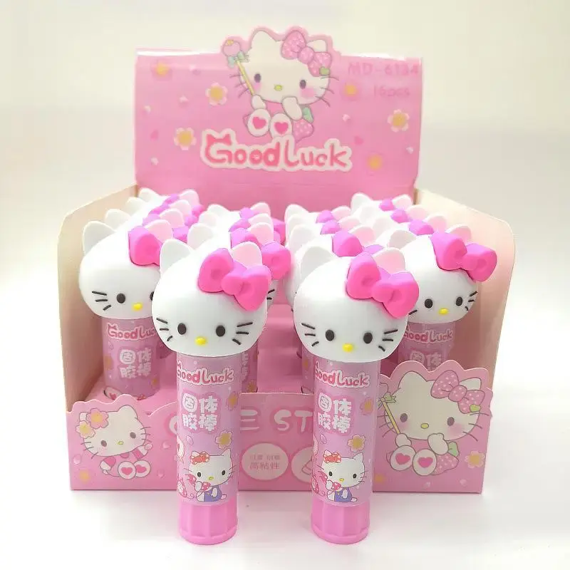 Hello Kitty Kuromi My Melody Anime Cartoon Solid Glue Stick Handmade DIY Children's Glue Washable Stationery Prizes Wholesale