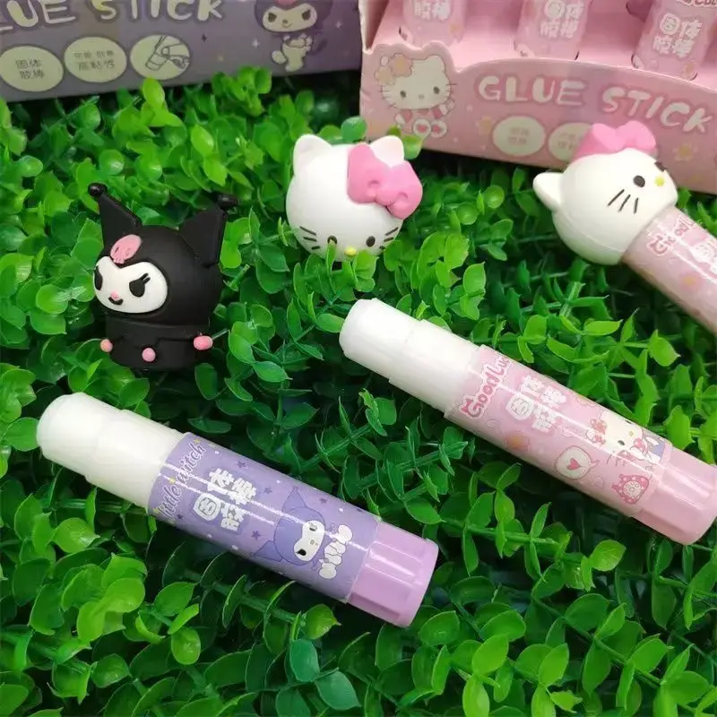 Hello Kitty Kuromi My Melody Anime Cartoon Solid Glue Stick Handmade DIY Children's Glue Washable Stationery Prizes Wholesale