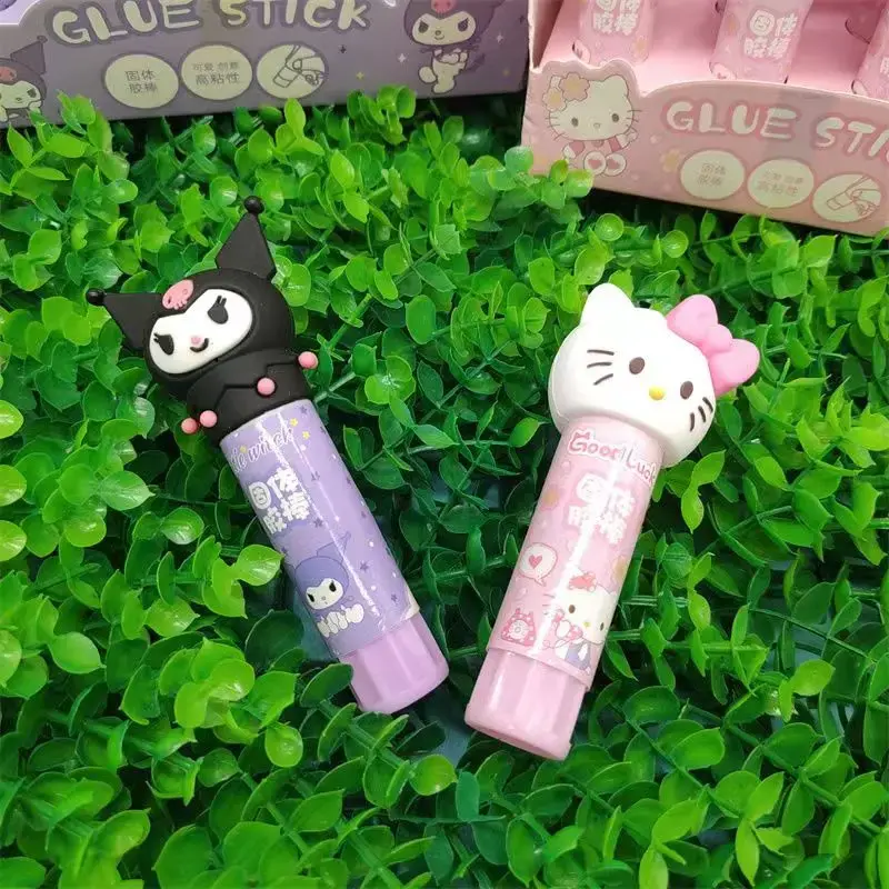 Hello Kitty Kuromi My Melody Anime Cartoon Solid Glue Stick Handmade DIY Children's Glue Washable Stationery Prizes Wholesale