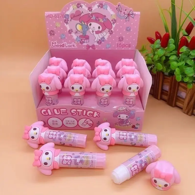 Hello Kitty Kuromi My Melody Anime Cartoon Solid Glue Stick Handmade DIY Children's Glue Washable Stationery Prizes Wholesale