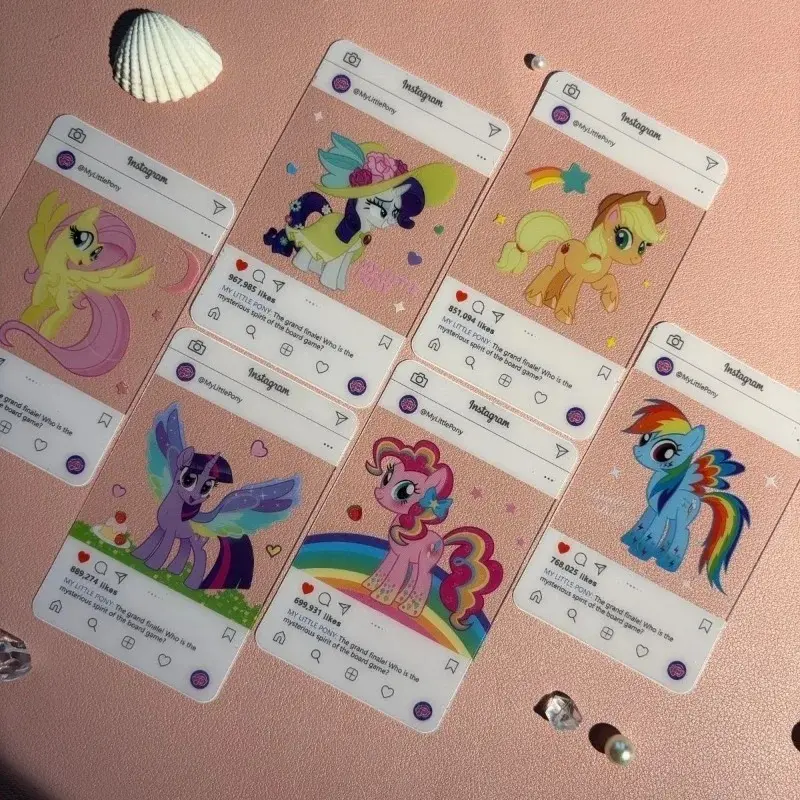 6Pcs My Little Pony PVC Transparent Card Boards Toys Cartoon Pinkie Pie Acrylic Landscape Photo Board Collectible Cards Gifts