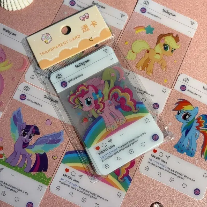 6Pcs My Little Pony PVC Transparent Card Boards Toys Cartoon Pinkie Pie Acrylic Landscape Photo Board Collectible Cards Gifts