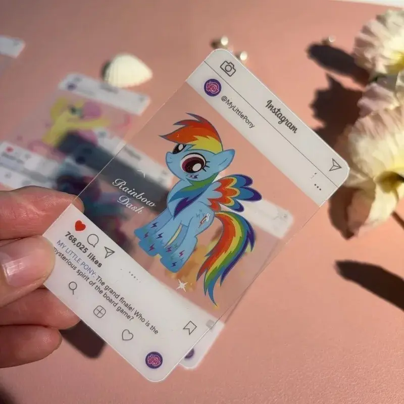 6Pcs My Little Pony PVC Transparent Card Boards Toys Cartoon Pinkie Pie Acrylic Landscape Photo Board Collectible Cards Gifts