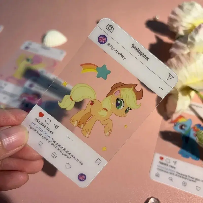 6Pcs My Little Pony PVC Transparent Card Boards Toys Cartoon Pinkie Pie Acrylic Landscape Photo Board Collectible Cards Gifts