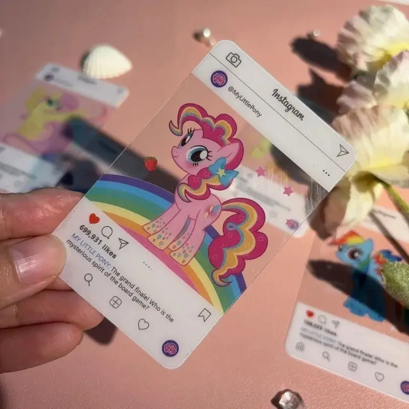 6Pcs My Little Pony PVC Transparent Card Boards Toys Cartoon Pinkie Pie Acrylic Landscape Photo Board Collectible Cards Gifts