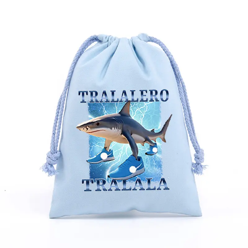 Tralalero Tralala Drawstring Bag Tungtung Sahur Brainrot Gift Bags Kids Travel Organization Coin Purse Stationery Pencil Case
