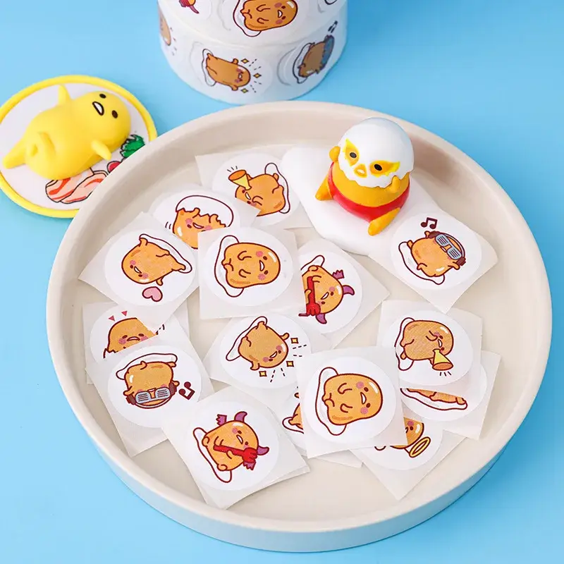 500pcs Gudetama Sticker Kids Cartoon 2.5cm Round Label Sticker Creative DIY Gift Sealing Labels Decoration Stationery Supplies