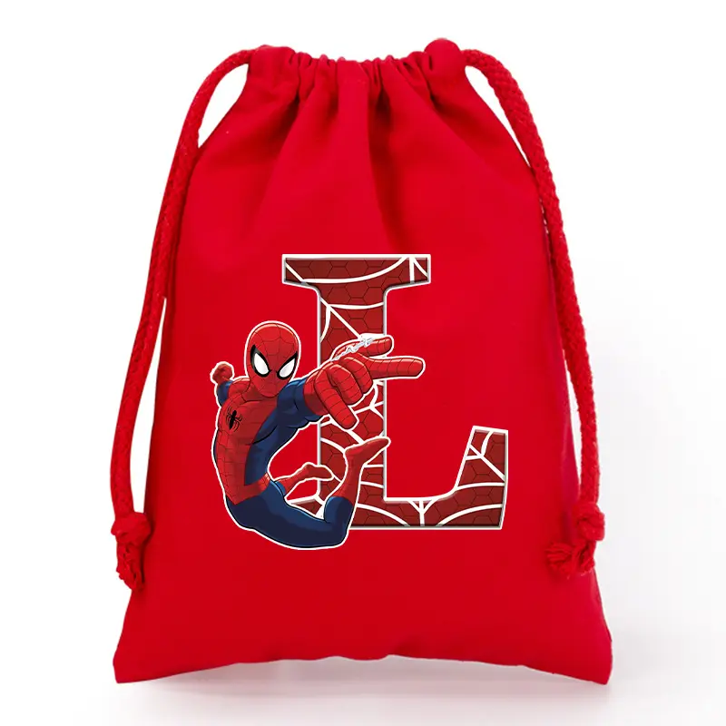 New Spiderman Drawstring Bag Cartoon Letter Handbag Kids Large Capacity Storage Bags Boys Anime Candy Bags Children's Gifts