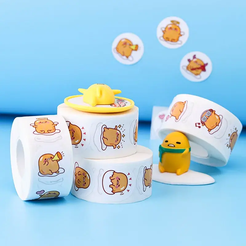 500pcs Gudetama Sticker Kids Cartoon 2.5cm Round Label Sticker Creative DIY Gift Sealing Labels Decoration Stationery Supplies