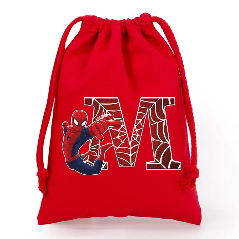 New Spiderman Drawstring Bag Cartoon Letter Handbag Kids Large Capacity Storage Bags Boys Anime Candy Bags Children's Gifts