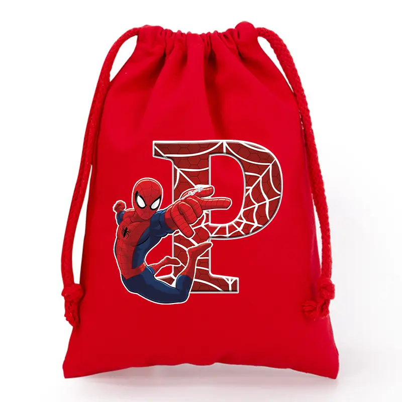 New Spiderman Drawstring Bag Cartoon Letter Handbag Kids Large Capacity Storage Bags Boys Anime Candy Bags Children's Gifts