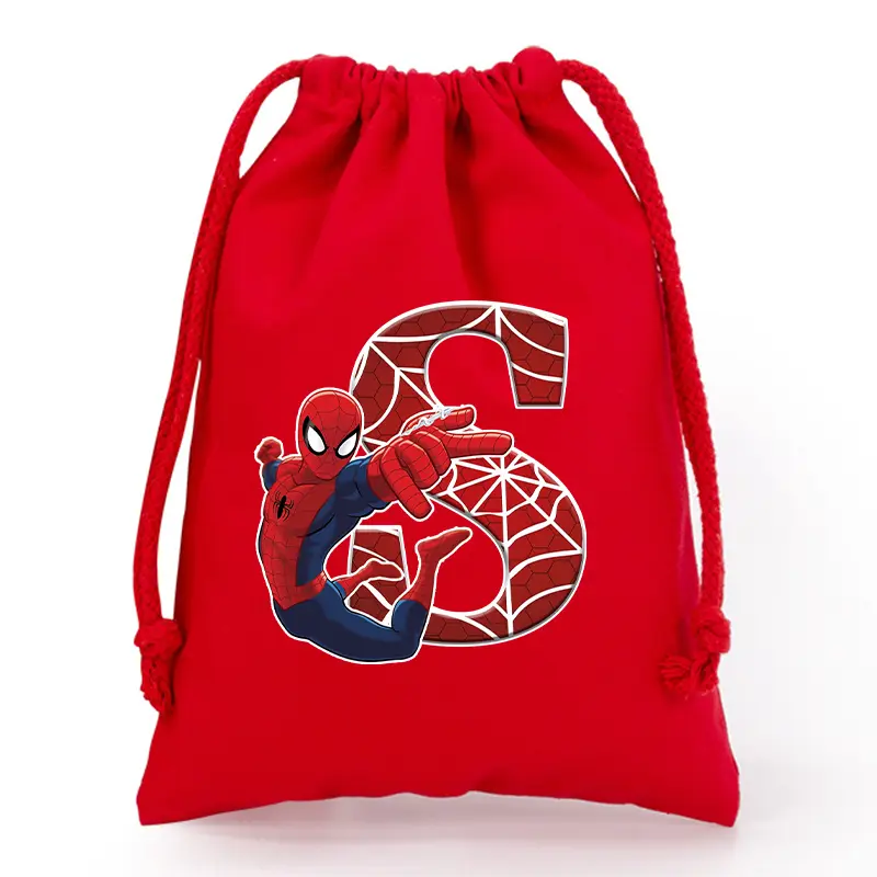 New Spiderman Drawstring Bag Cartoon Letter Handbag Kids Large Capacity Storage Bags Boys Anime Candy Bags Children's Gifts