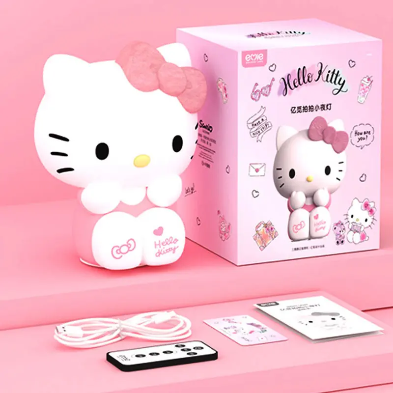 Kawaii Kt Cat Touch Night Light Kawaii Bedside Lamp Cute Anime Decor for Girls Room Gift with Soft Glow