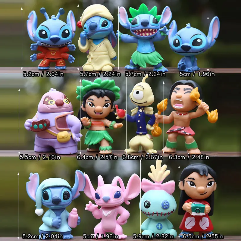 12pcs/set Anime Stitch scrump Lilo Characters Vinyl Figure Model Toys