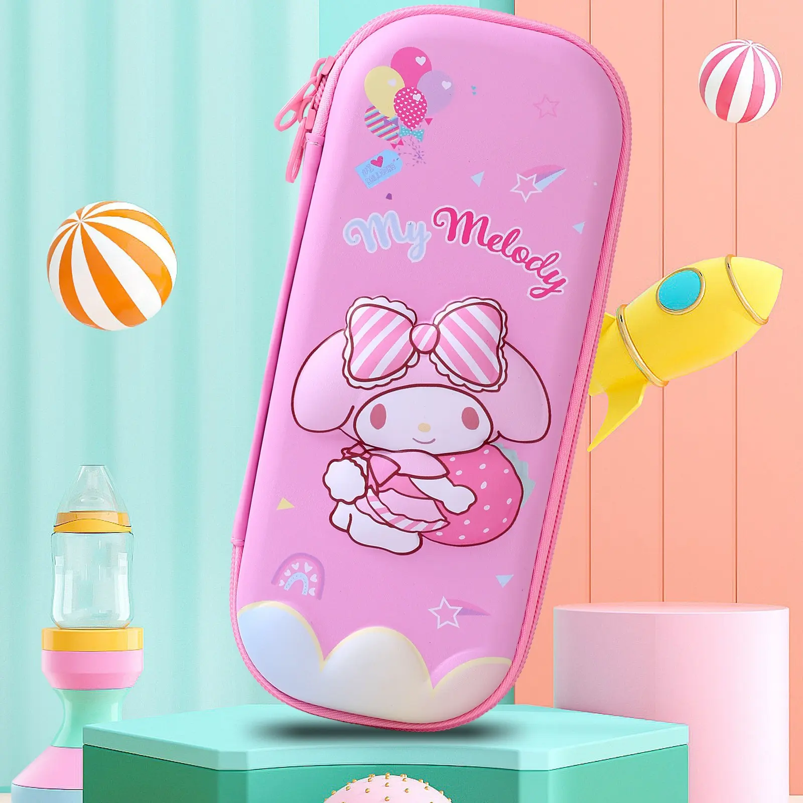 The 2025 new student cartoon cute HelloKitty3D stationery box is a waterproof, shockproof and large-capacity stationery box
