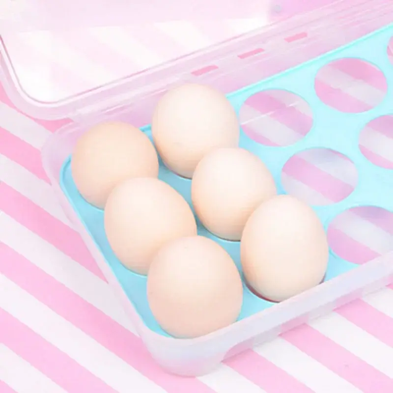 Hello Kitty 15 Grid Egg Storage Box Refrigerator Storage Organizer Cartoon Transparent Kitchen Egg Holder Egg Box Kitchen Gadget