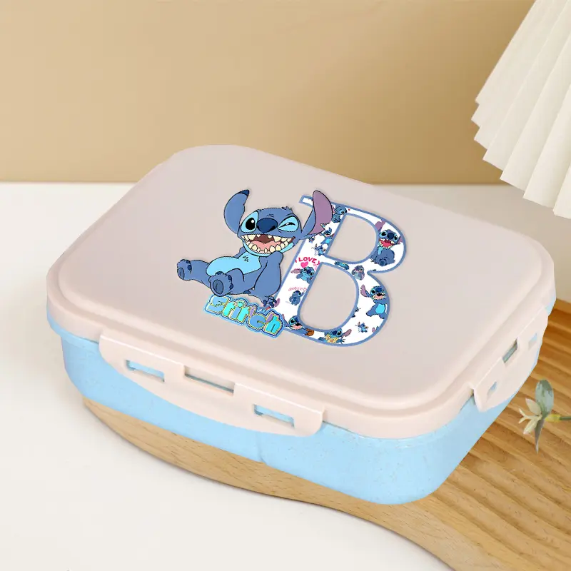 Lilo & Stitch Letter Lunch Box Kawaii Girl Boy Portable Bento Boxs Student Hermetic Food Crisper Single Layer Capacity Kids Gift