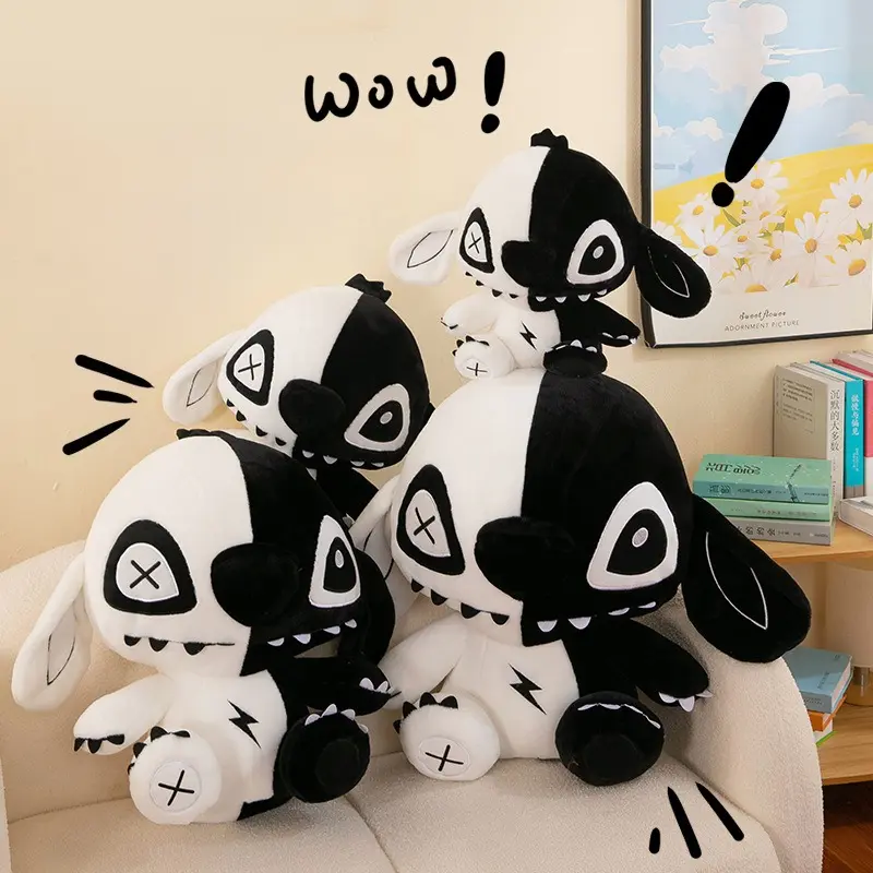Anime Lilo Stitch Dark Ghost Plush Toy Black White Lightning Elf Stitch  Cartoon Stuffed Companion Children's Birthday Gift