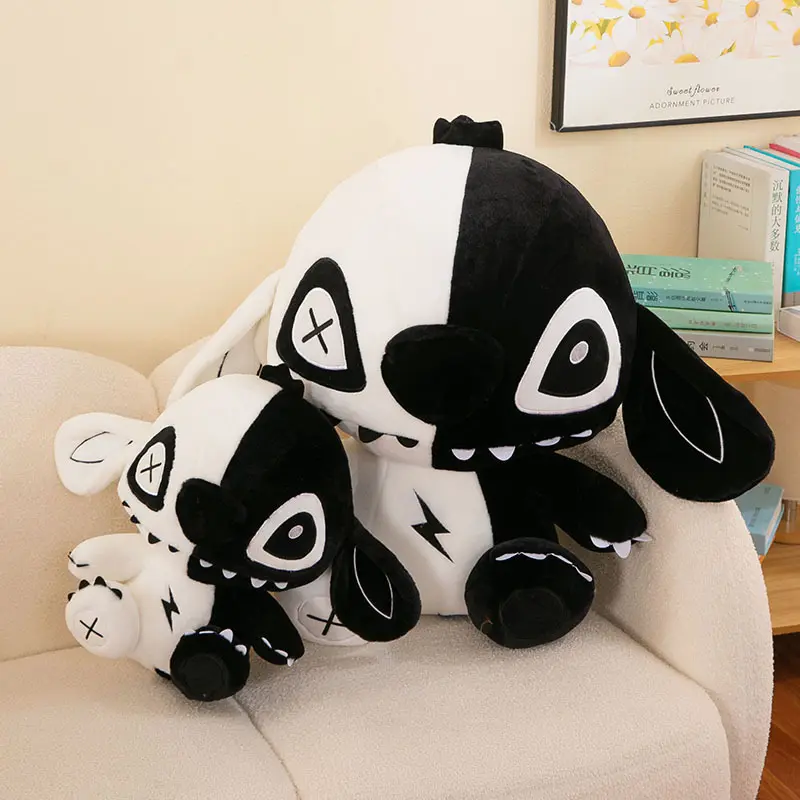 Anime Lilo Stitch Dark Ghost Plush Toy Black White Lightning Elf Stitch  Cartoon Stuffed Companion Children's Birthday Gift