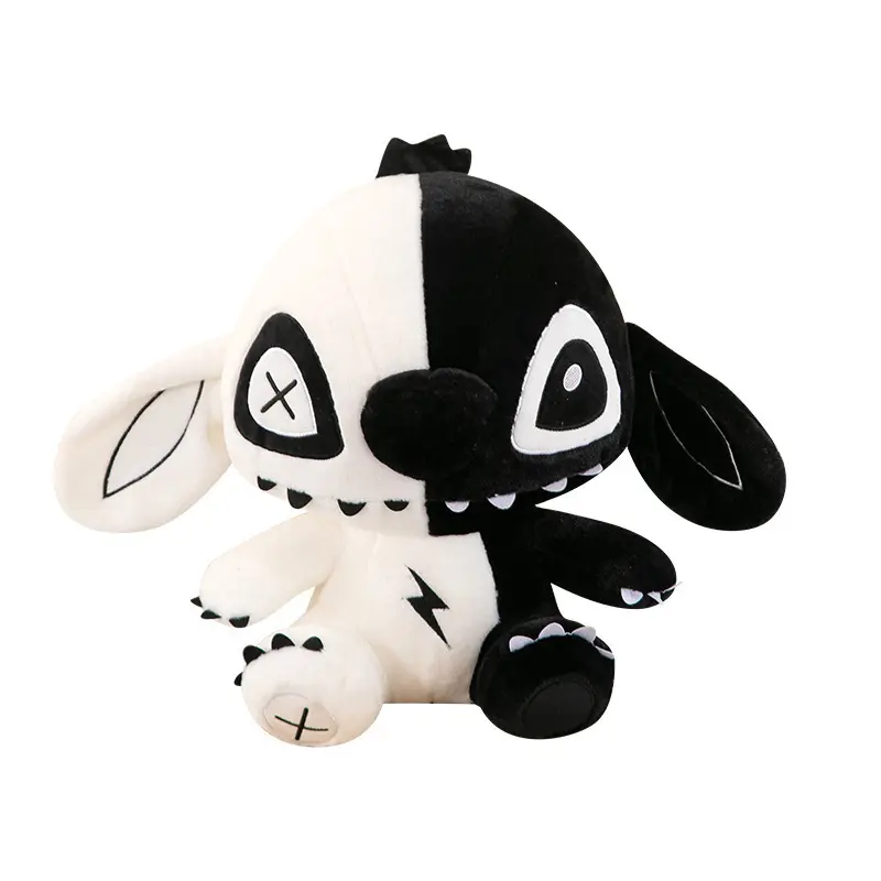 Anime Lilo Stitch Dark Ghost Plush Toy Black White Lightning Elf Stitch  Cartoon Stuffed Companion Children's Birthday Gift