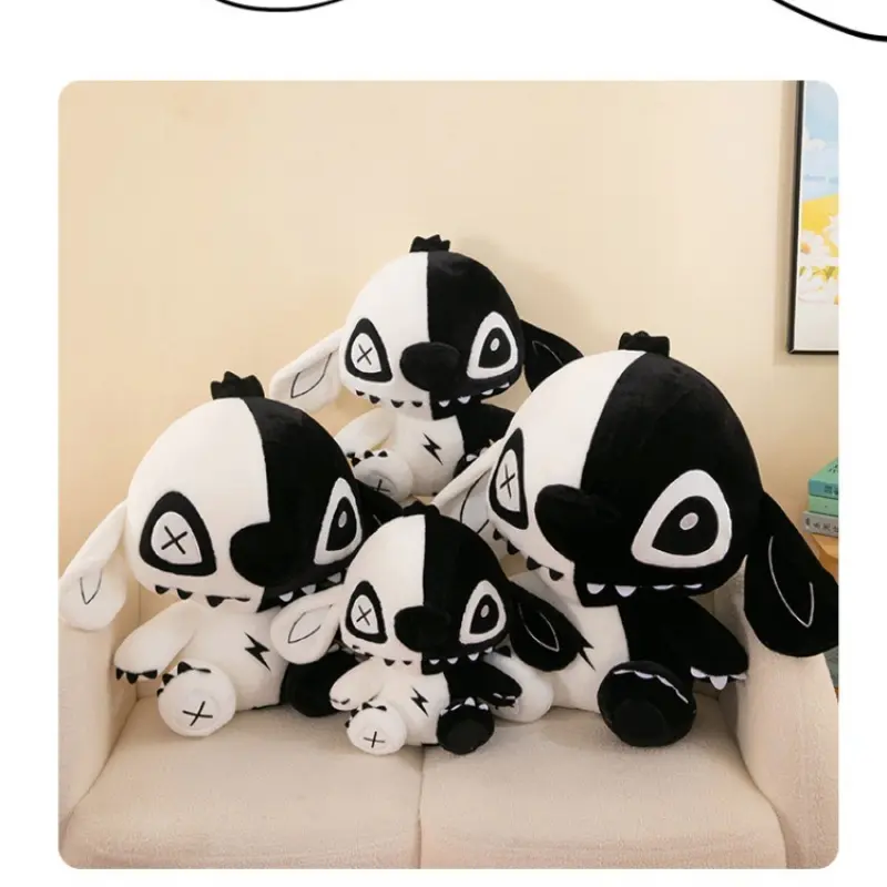 Anime Lilo Stitch Dark Ghost Plush Toy Black White Lightning Elf Stitch  Cartoon Stuffed Companion Children's Birthday Gift