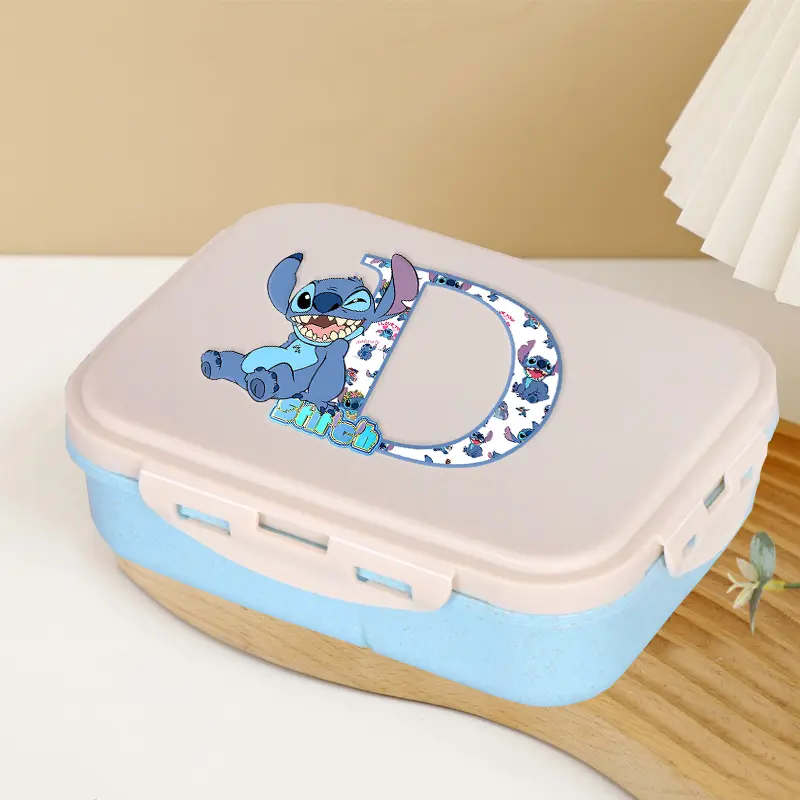 Lilo & Stitch Letter Lunch Box Kawaii Girl Boy Portable Bento Boxs Student Hermetic Food Crisper Single Layer Capacity Kids Gift