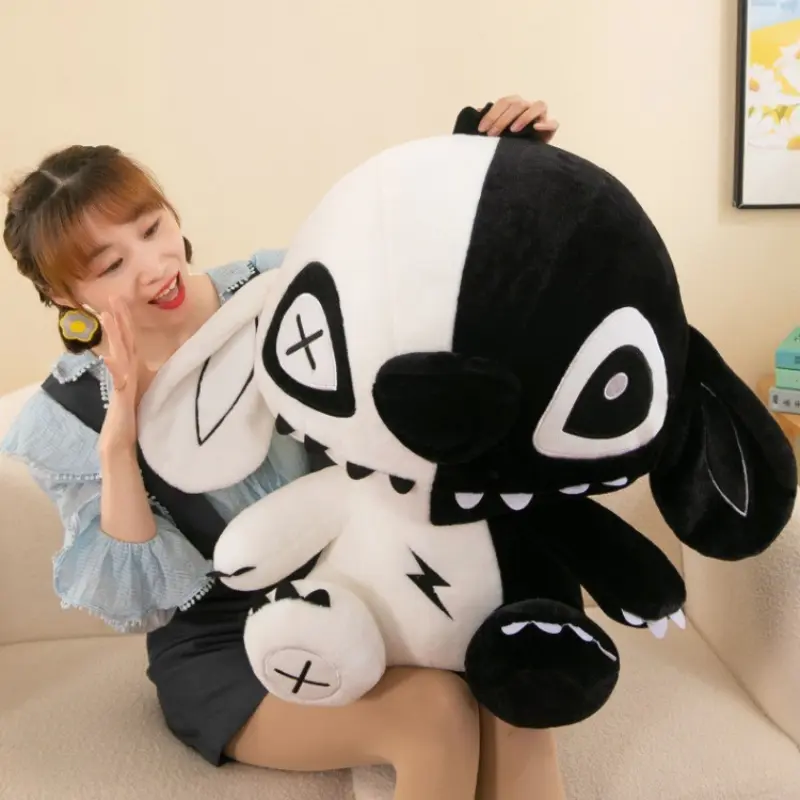 Anime Lilo Stitch Dark Ghost Plush Toy Black White Lightning Elf Stitch  Cartoon Stuffed Companion Children's Birthday Gift