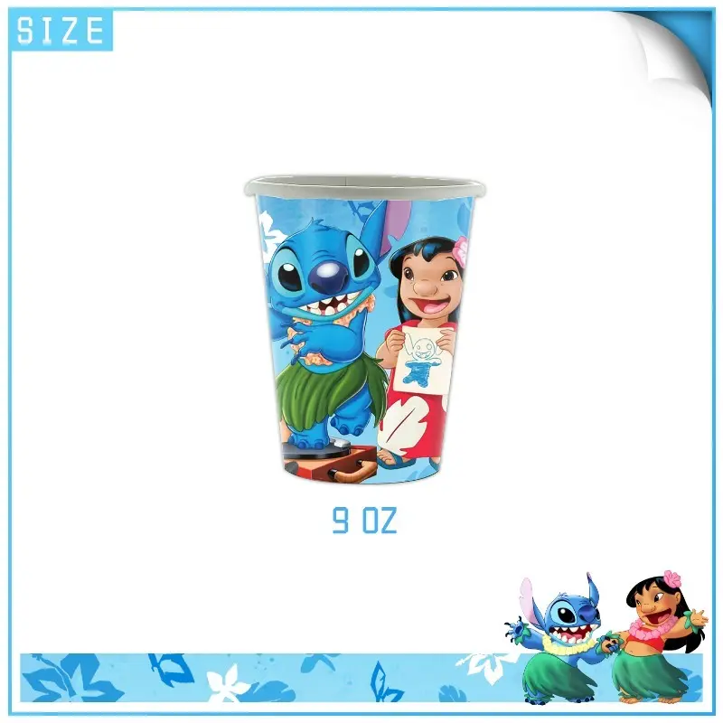 Disney Lilo Stitch Theme Birthday Party Supplies Tableware Set Children Birthday Party Cutlery Decoration Napkin Paper Cup