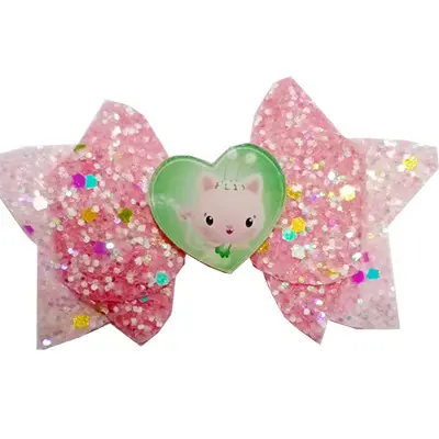 4pcs/set Creative Cartoon Gabby Dollhouse Anime Accessories Bow Shining Edge Clip Girl's Favorite Gift Cute Decorative Supplies