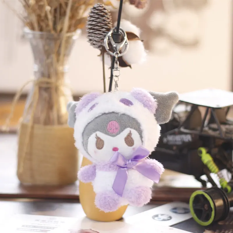 12cm Sanrio Kawaii Hello Kitty Kuromi Plush Doll Toys Pendant Cute Plush Keychain Bag Pendant Christmas Gifts