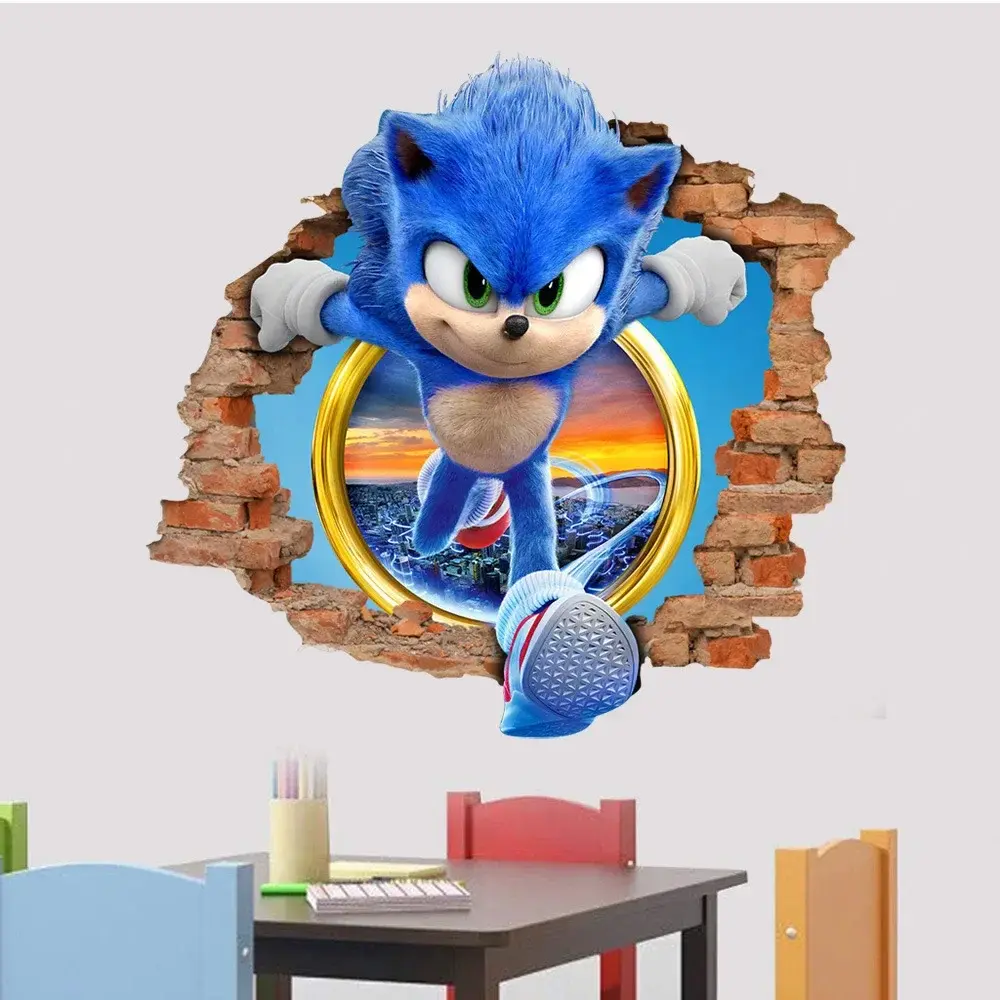 Bandai Sonic Cartoon Sticker PVC Wallpaper Game Poster 3D Having A Three-dimensional Sense Cool and Dazzling Originality Anime