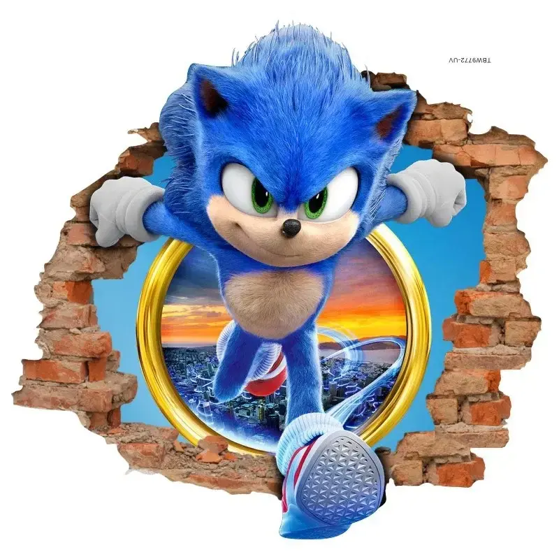 Bandai Sonic Cartoon Sticker PVC Wallpaper Game Poster 3D Having A Three-dimensional Sense Cool and Dazzling Originality Anime