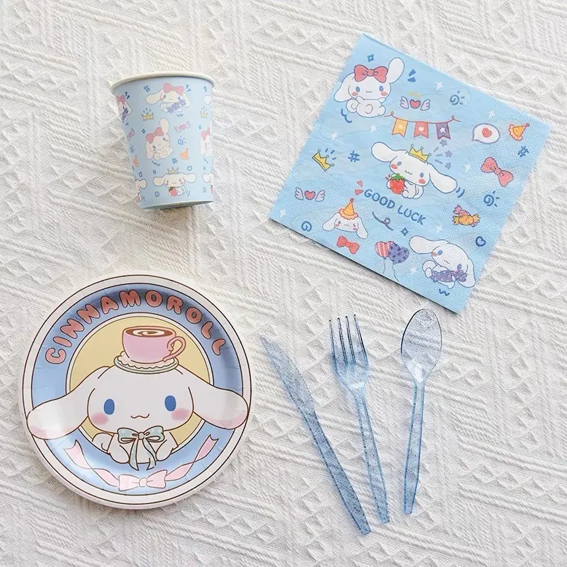 Sanrio Melody Kuromi Birthday Party Decoration Cartoon Plates Set of 10, Tablecloth, Birthday Decoration, Party Necessities
