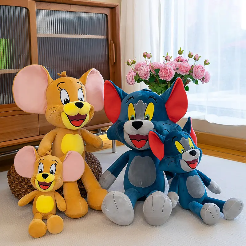 Cute Cat And Mouse Doll Cartoon Tom Cat Plush Doll Children's Companion Comfort Doll Jerry Mouse Gift