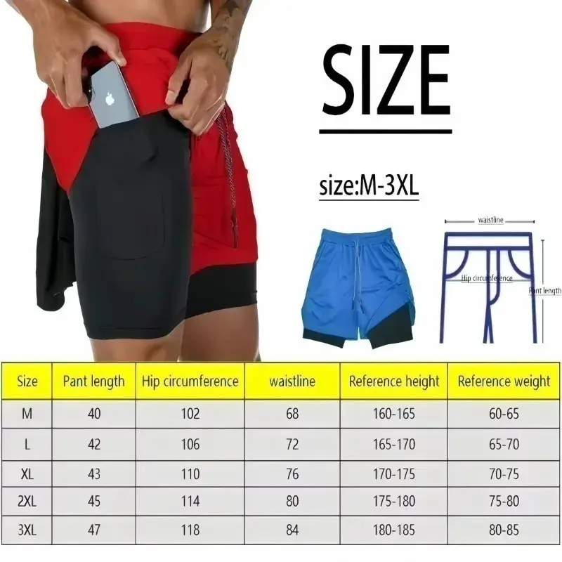 Goku Anime Running Shorts Men's Fitness Gym Training 2 in 1 Sports Shorts Quick Dry Workout Jogging Double Shorts