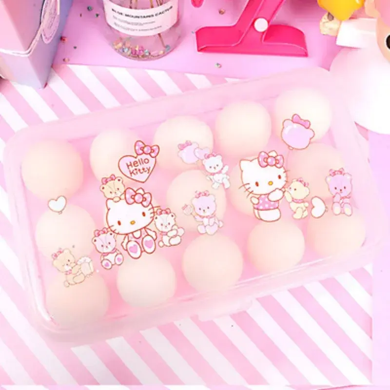 Hello Kitty 15 Grid Egg Storage Box Refrigerator Storage Organizer Cartoon Transparent Kitchen Egg Holder Egg Box Kitchen Gadget