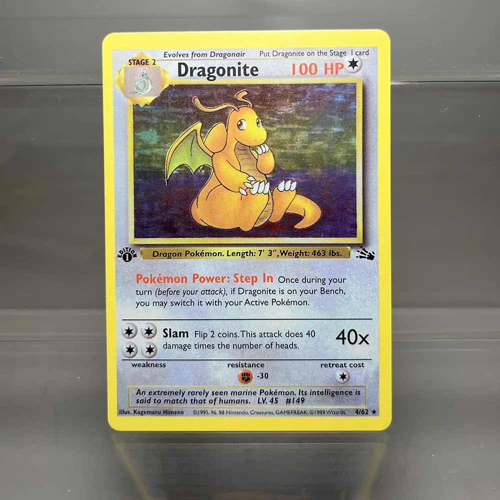 PKM Single Cards Fossil Gengar Dragonite 1st Edition Kabutops Lapras PTCG Proxy Cards Collection Battle Cards Toys Gifts