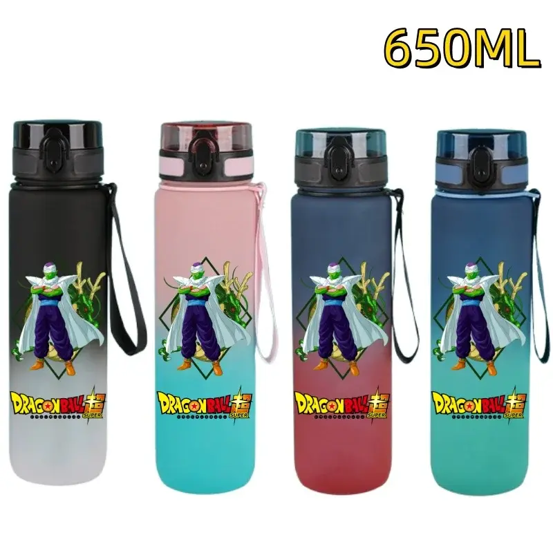 Dragon Ball Outdoor Sports 650ML Son Goku Vegeta Large Capacity Cartoon Portable Plastic Water Bottle Drinking Cup Birthday Gift
