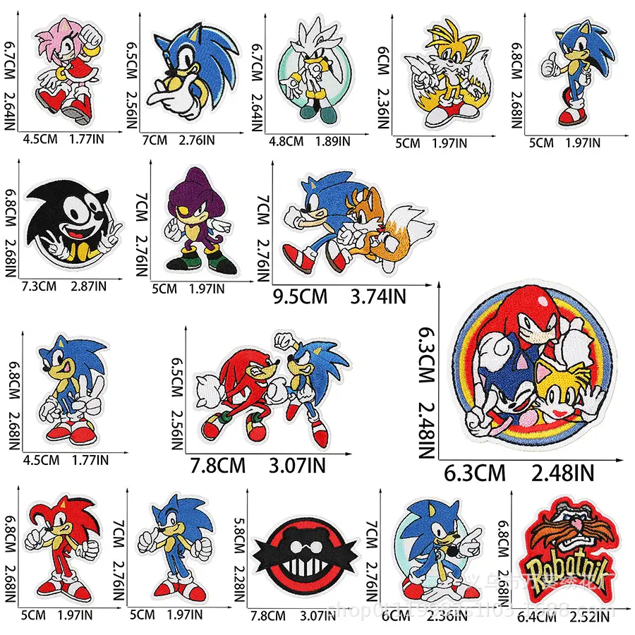 1pc Sonic Cloth Patch Cute Clothes Stickers Sew on Embroidery Patches Applique Iron on Clothing Cartoon DIY Garment Decor